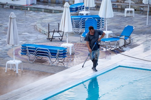 Pool acid wash cleaning removing stains and calcium buildup in Fair Oaks, California