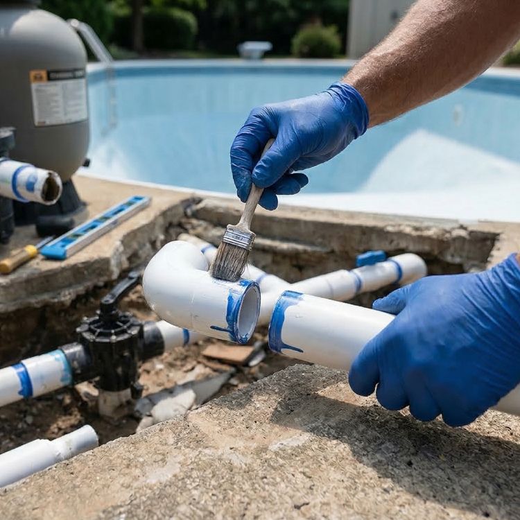 Pool plumbing system testing and inspection in Fair Oaks California